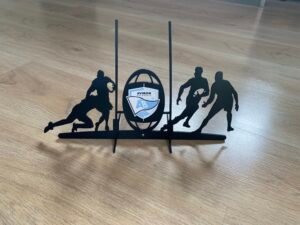 Scénette Rugby Métal Personnalisée – Plaquage & Départ Ballon