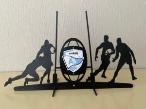 Scénette Rugby Métal Personnalisée – Plaquage & Départ Ballon