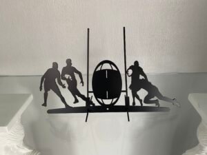 Scénette Rugby Métal Personnalisée – Plaquage & Départ Ballon