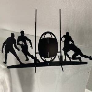 Scénette Rugby Métal Personnalisée – Plaquage & Départ Ballon